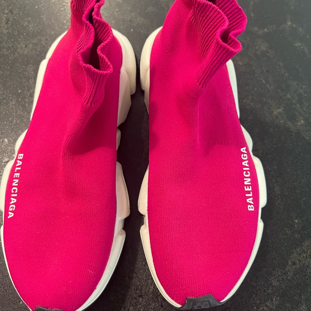 Balenciaga Pink Women’s Speed Knitted High-top Sneakers